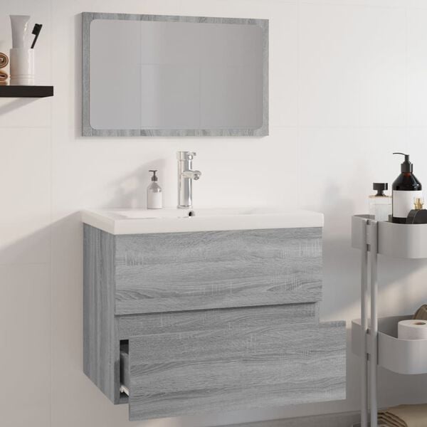 vidaXL Set de muebles de baño madera contrachapada gris Sonoma