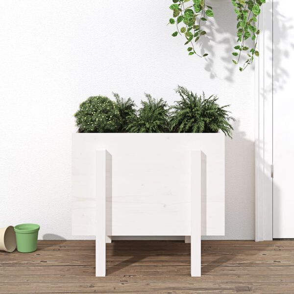 vidaXL Jardinera de madera maciza de pino blanco 62x50x57 cm
