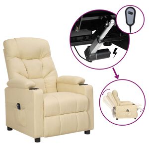 vidaXL Sill&oacute;n reclinable el&eacute;ctrico de tela crema