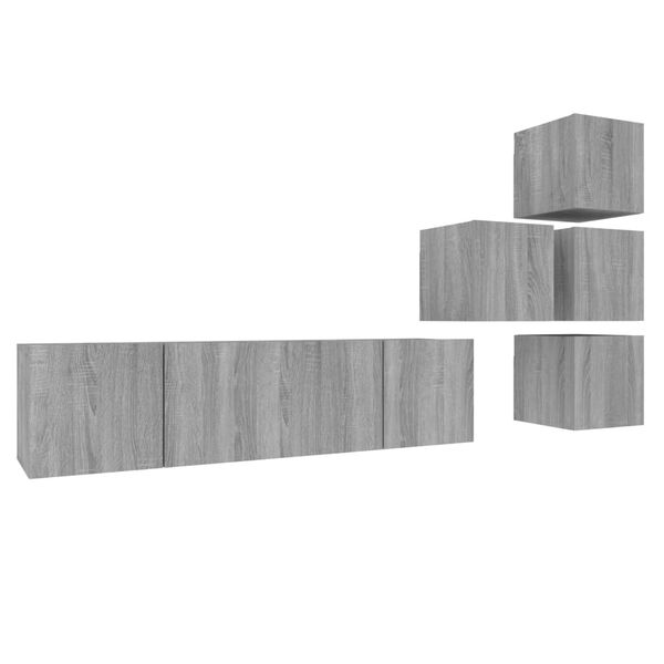 vidaXL Set de muebles para TV 6 pzas madera contrachapada gris Sonoma
