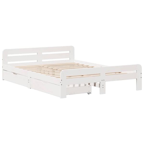 vidaXL Estructura de cama sin colch&oacute;n madera de pino blanca 140x190 cm