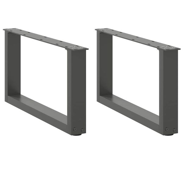 vidaXL Patas para mesa de centro en forma de U (2 unidades), antracita, 60 x (30-31) cm, acero
