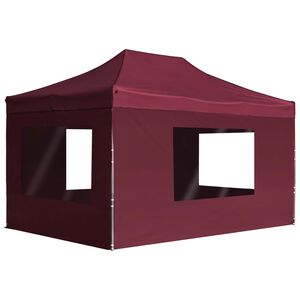 vidaXL Carpa plegable profesional y paredes aluminio rojo tinto 4,5x3m