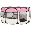 vidaXL Parque de perros plegable y bolsa transporte rosa 125x125x61cm