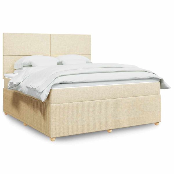 vidaXL Cama box spring con colch&oacute;n tela color crema 180x200 cm