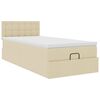 vidaXL Estructura de cama otomana con colch&oacute;n tela crema 80x200cm