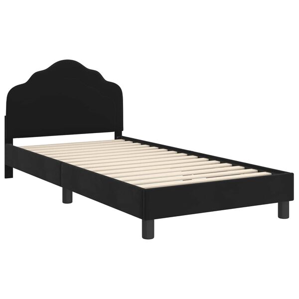 vidaXL Cama para ni&ntilde;os con cabecero Negro 80 x 200 cm Terciopelo