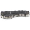 vidaXL Set muebles de jard&iacute;n 7 pzas y cojines rat&aacute;n PE gris antracita