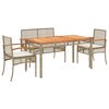 vidaXL Set de comedor jard&iacute;n con cojines 4 pzas rat&aacute;n sint&eacute;tico beige