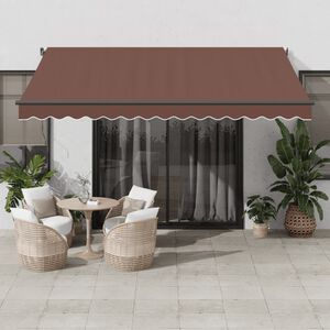 vidaXL Toldo retr&aacute;ctil autom&aacute;tico con luces LED marr&oacute;n 400x350 cm
