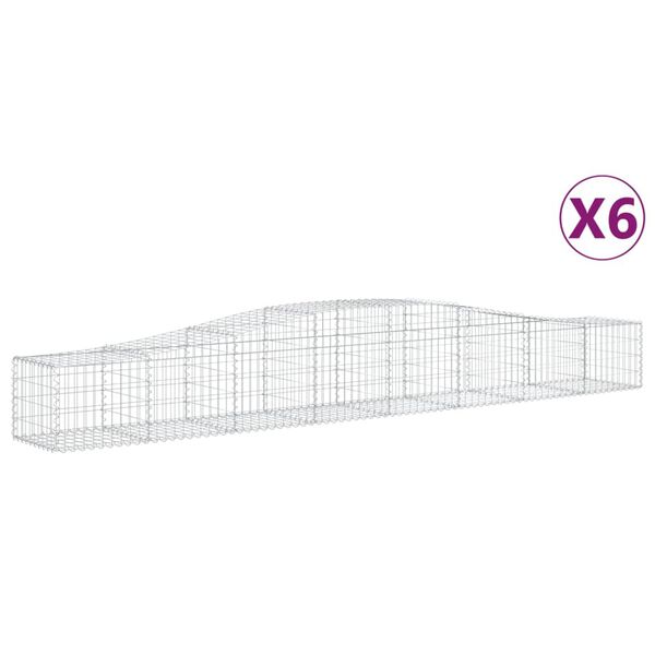 vidaXL Cestas de gaviones 6 uds forma de arco hierro 400x50x40/60 cm