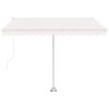 vidaXL Toldo manual retr&aacute;ctil con luz LED crema 300x250 cm