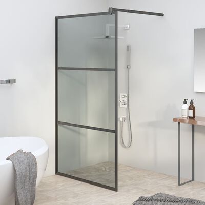 vidaXL Mampara de ducha accesible vidrio ESG oscuro negro 115x195 cm