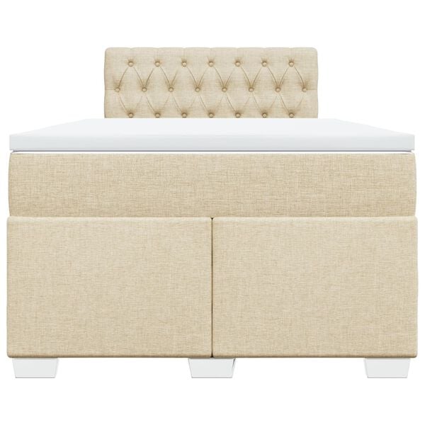 vidaXL Cama box spring con colch&oacute;n tela color crema 120x190 cm