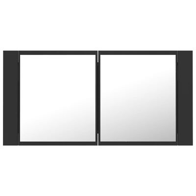 vidaXL Armario espejo de baño con luz LED acrílico gris 90x12x45 cm