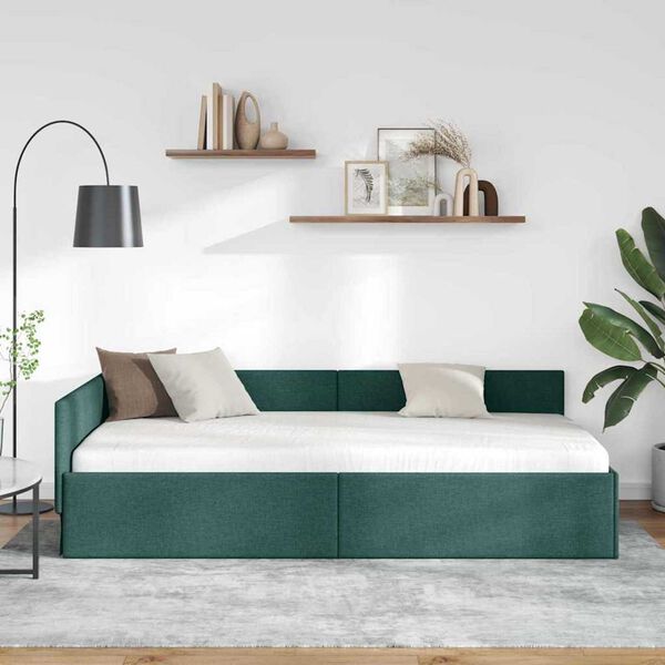 vidaXL Estructura de cama en esquina Verde oscuro 100 cm x 200 cm