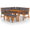 vidaXL Juego comedor de jardín 6 pzas con cojines madera maciza acacia