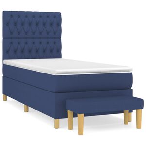 vidaXL Cama box spring con colch&oacute;n tela azul 100x200 cm