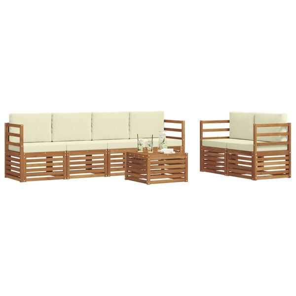 vidaXL Juegos de sof&aacute;s 7 pcs Natural y Crema Madera de Acacia S&oacute;lida