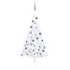 vidaXL Medio &aacute;rbol de Navidad con luces y bolas blanco 120 cm