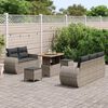 vidaXL Conjunto de sof&aacute; de jard&iacute;n con coj&iacute;n 8 pcs Gris rat&aacute;n sint&eacute;tico