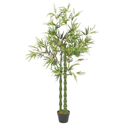 vidaXL Planta artificial bambú con macetero 160 cm verde