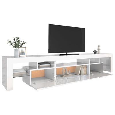 vidaXL Mueble de TV con luces LED blanco brillante 215x36,5x40 cm