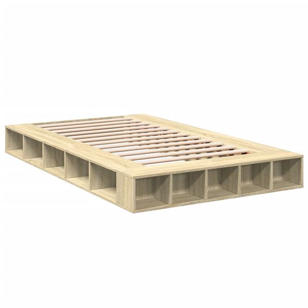 vidaXL Estructura de cama madera de ingenier&iacute;a roble Sonoma 135x190 cm