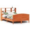 vidaXL Cama con estanter&iacute;a sin colch&oacute;n madera maciza marr&oacute;n 160x200 cm