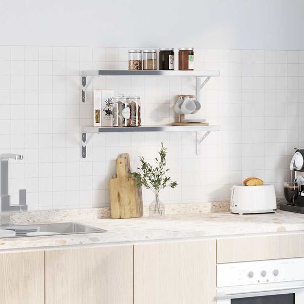 vidaXL Soportes de estante 4 uds acero inoxidable 23,5x2,5x15,5 cm