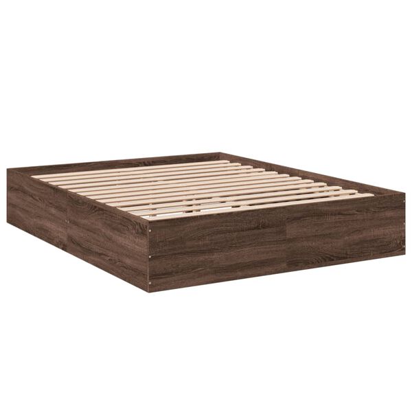 vidaXL Estructura de cama madera de ingenier&iacute;a marr&oacute;n roble 160x200 cm