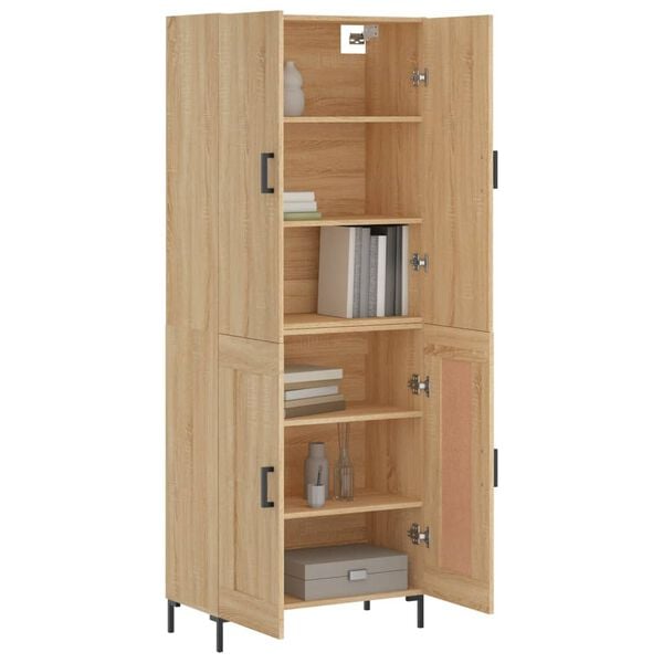 vidaXL Aparador alto madera contrachapada color roble 69,5x34x180 cm