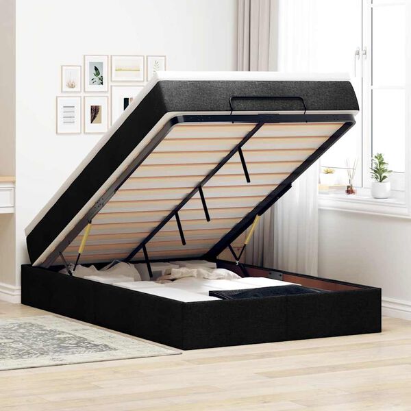 vidaXL Estructura cama otomana colchón tela negro 120x200cm