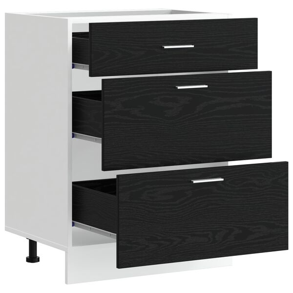 vidaXL Gabinete Base de Cocina con caj&oacute;n Roble Negro 60 x 46 x 81,5 cm