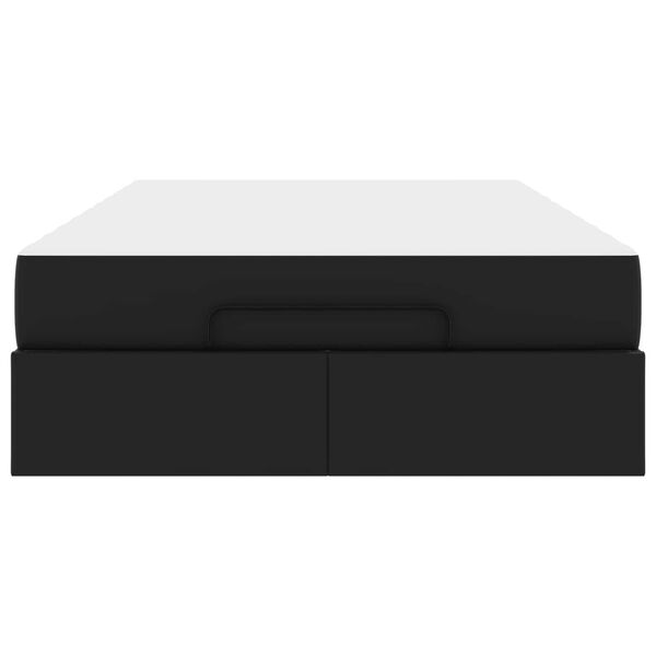 vidaXL Estructura de cama con colch&oacute;n con colch&oacute;n 2 pcs Negro PVC
