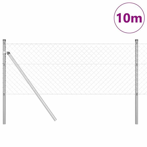 vidaXL Poste de Valla Plateado 10 x 0,4 m (malla de 40 x 40 mm) Acero