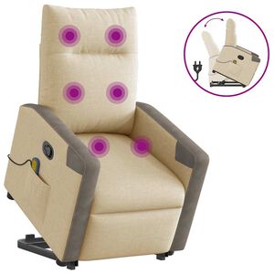 vidaXL Silla de masaje reclinable de pie de tela color crema