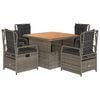 vidaXL Set comedor de jard&iacute;n 5 piezas con cojines rat&aacute;n sint&eacute;tico gris