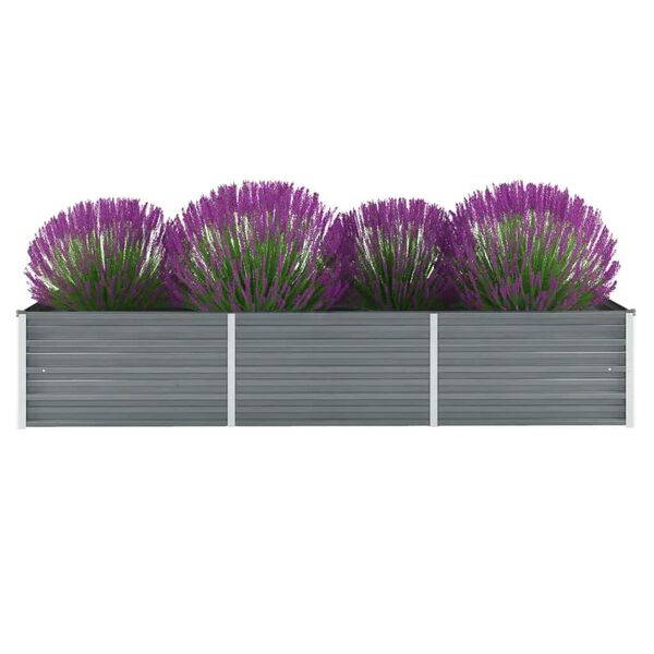 vidaXL Arriate de jardín de acero galvanizado gris 240x80x45 cm