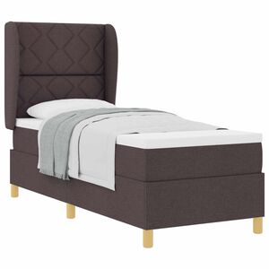 vidaXL Cama tipo Box Spring con coj&iacute;n Marr&oacute;n Oscuro 200 x 80 cm tela