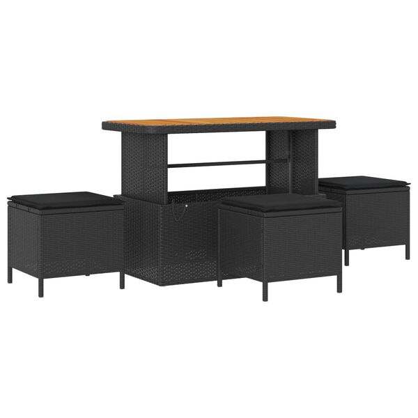 vidaXL Conjunto de Comedor de Jardín Negro Poliratán