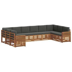 vidaXL Juegos de sof&aacute;s con coj&iacute;n 10 pcs Natural y Antracita