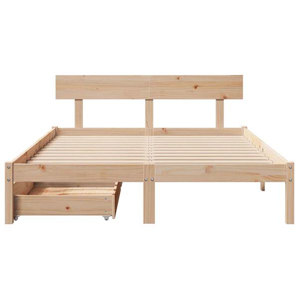 vidaXL Estructura de cama sin colch&oacute;n madera maciza de pino 140x190 cm