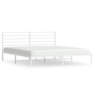 vidaXL Estructura cama sin colch&oacute;n con cabecero metal blanco 180x200cm