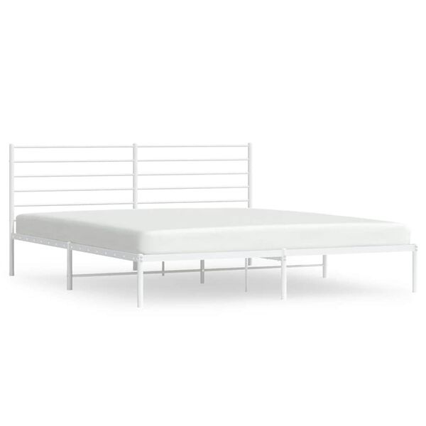 vidaXL Estructura cama sin colch&oacute;n con cabecero metal blanco 180x200cm