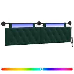 vidaXL Cabecero colgante Con luz LED Verde oscuro Terciopelo