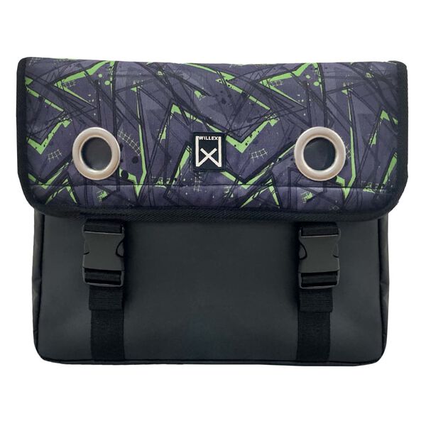 Willex Alforjas para bicicleta Eco lona impermeable verde y negro 30 L