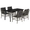 vidaXL Set comedor de jard&iacute;n 5 piezas con cojines rat&aacute;n sint&eacute;tico gris