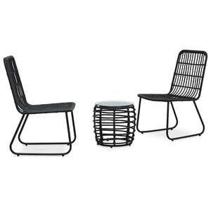 vidaXL Set de mesa y sillas de jard&iacute;n 3 piezas rat&aacute;n sint&eacute;tico negro