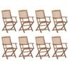 vidaXL Sillas de exterior plegables 8 uds madera maciza acacia
